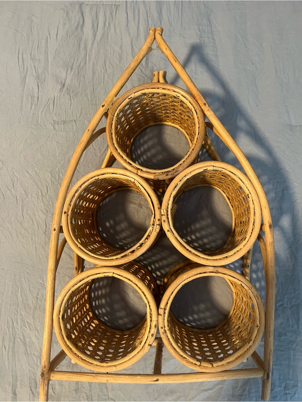 Woven Rattan Wine Rack - Natural Honey-Tone
